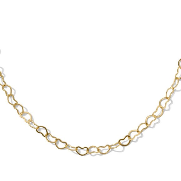 18K Yellow Gold Plated Wide Heart-Link Chain - 17.5" - Picture 2 of 2